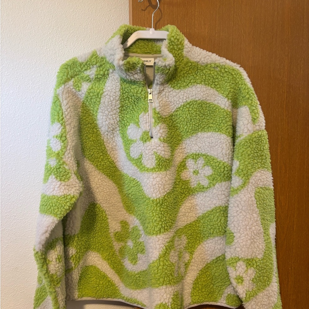 Cozy Green and White Fleece Jacket